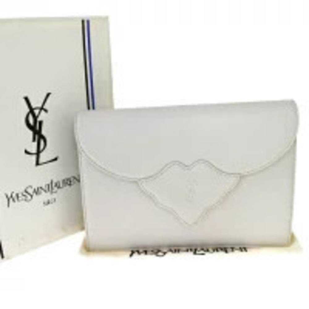 Saint Laurent Yves clutch bag Shoulder Ivory White leather
